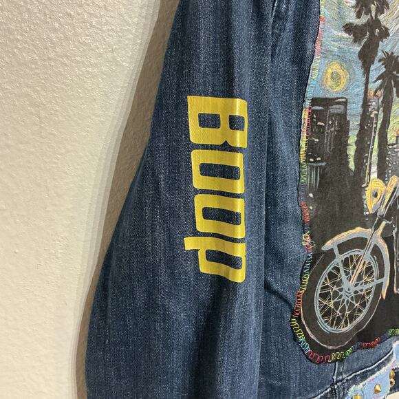 Upcycled Blue Denim Betty Boop Jean Jacket Sz M - Picture 9 of 13